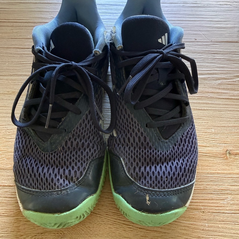 Navy Mesh Sneakers with Green Soles tennis shoe
